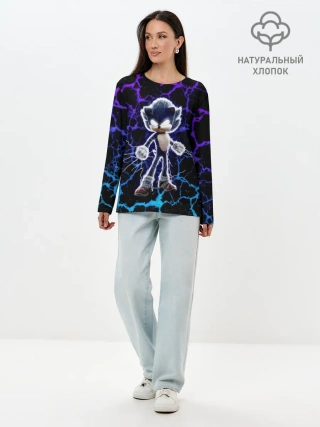Лонгслив женский. Хлопок / SONIC МОЛНИЯ