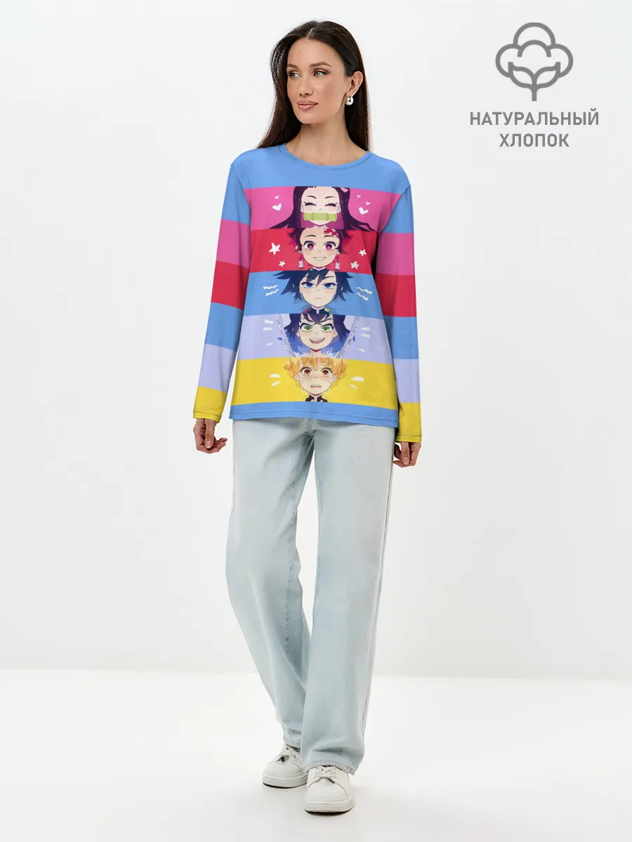 Лонгслив женский. Хлопок / ПЕРСОНАЖИ Kimetsu no Yaiba