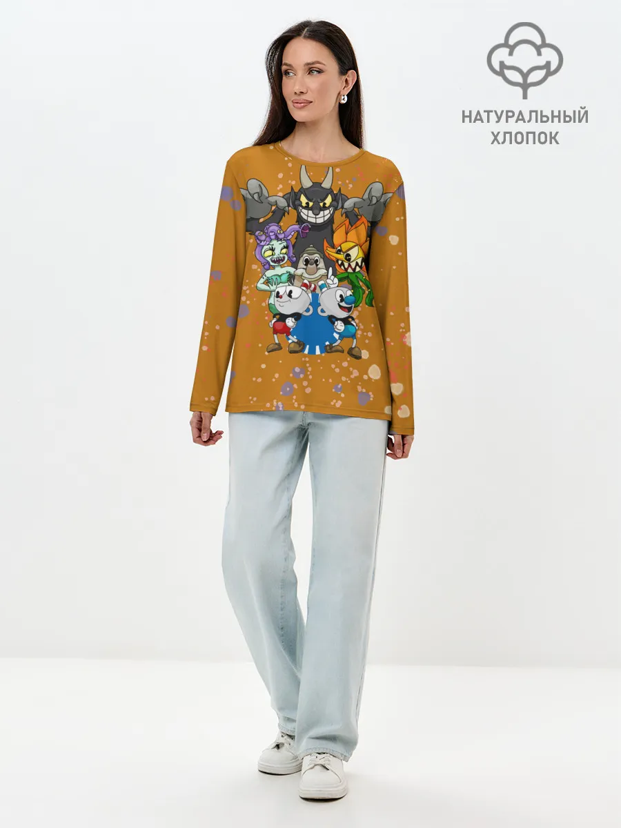 Лонгслив женский. Хлопок / cuphead
