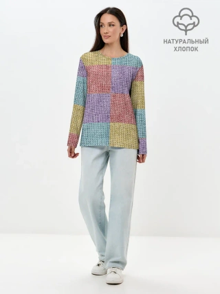 Лонгслив женский. Хлопок / Patchwork