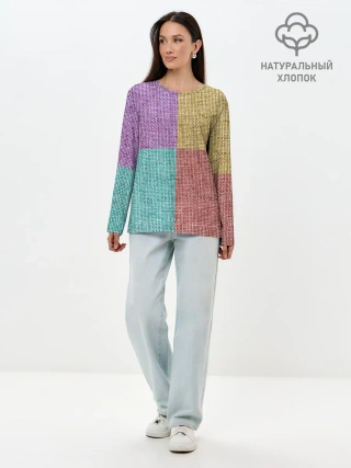 Лонгслив женский. Хлопок / Burlap Patchwork