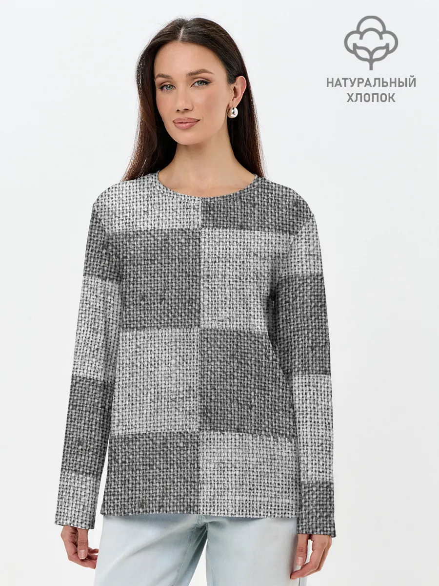 Лонгслив женский. Хлопок / Denim Patchwork