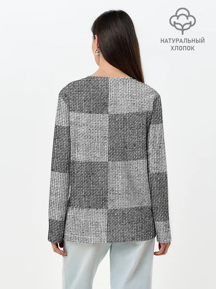 Лонгслив женский. Хлопок / Denim Patchwork