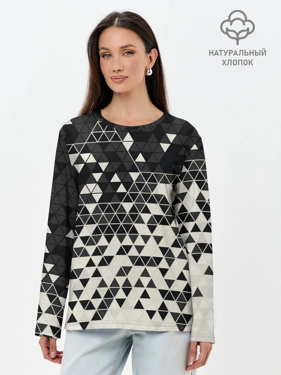 Лонгслив женский. Хлопок / Абстракция
