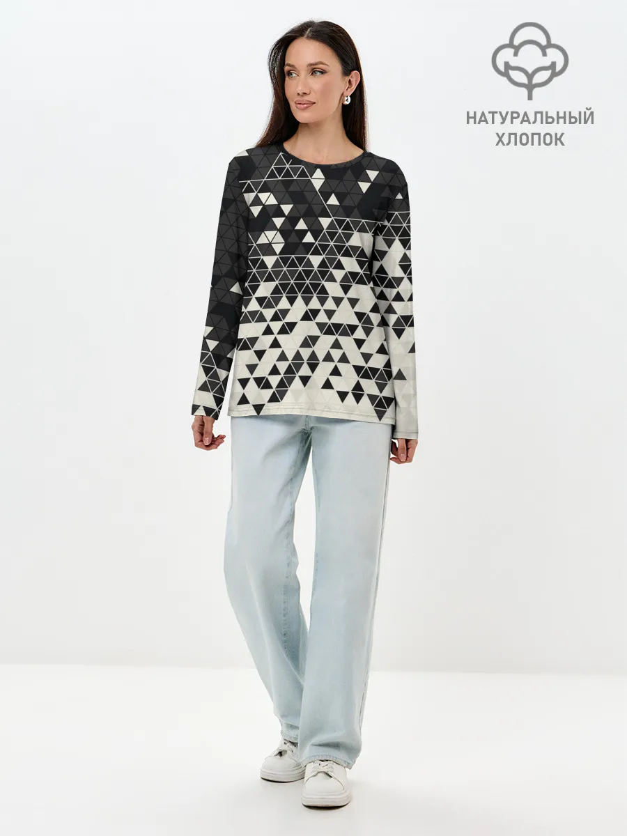 Лонгслив женский. Хлопок / Абстракция