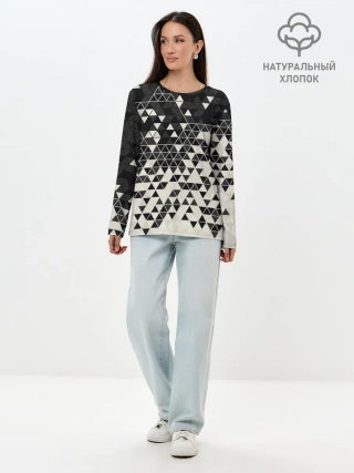 Лонгслив женский. Хлопок / Абстракция