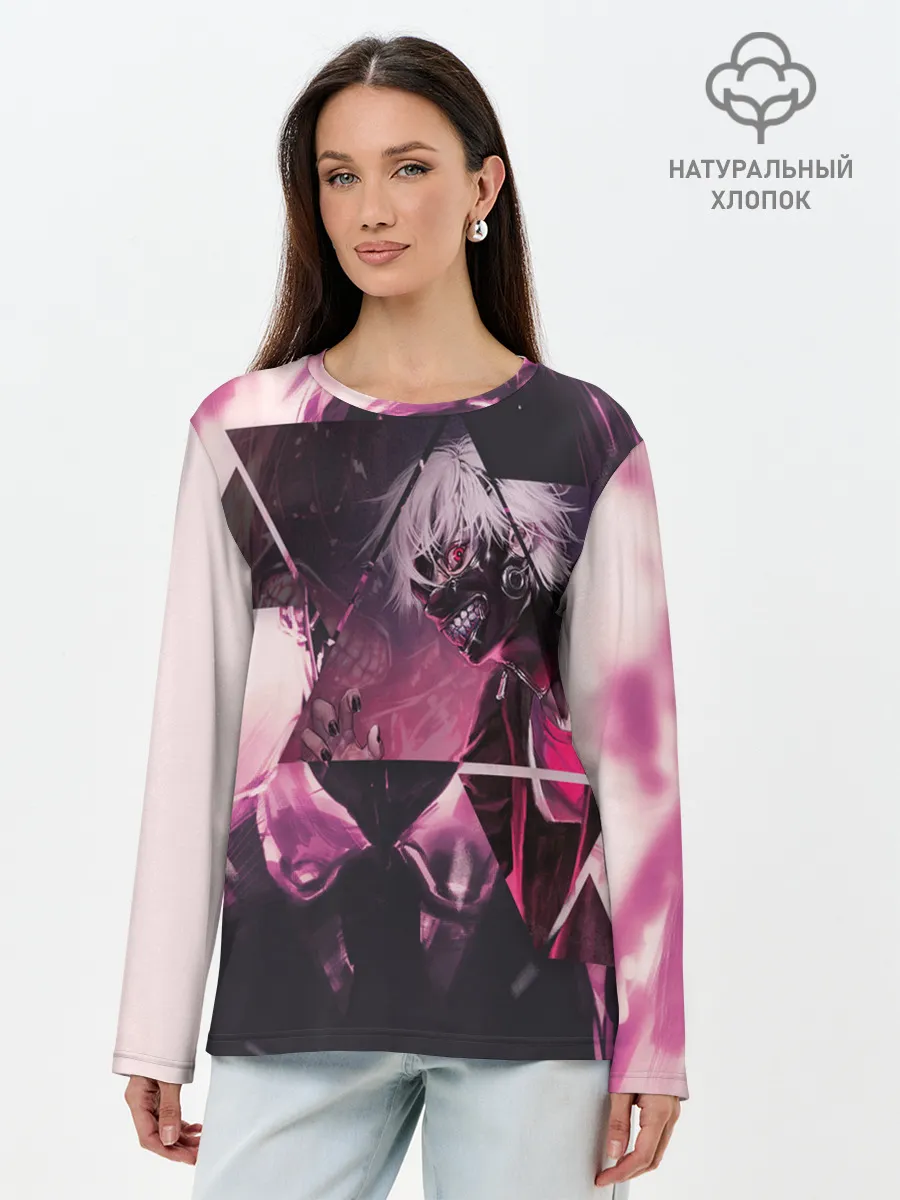 Лонгслив женский. Хлопок / Одноглазый король Канеки