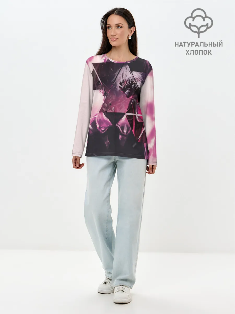 Лонгслив женский. Хлопок / Одноглазый король Канеки