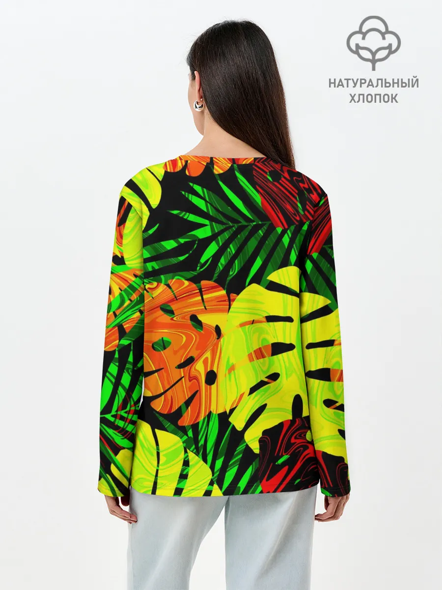 Лонгслив женский. Хлопок / ЛИСТЬЯ