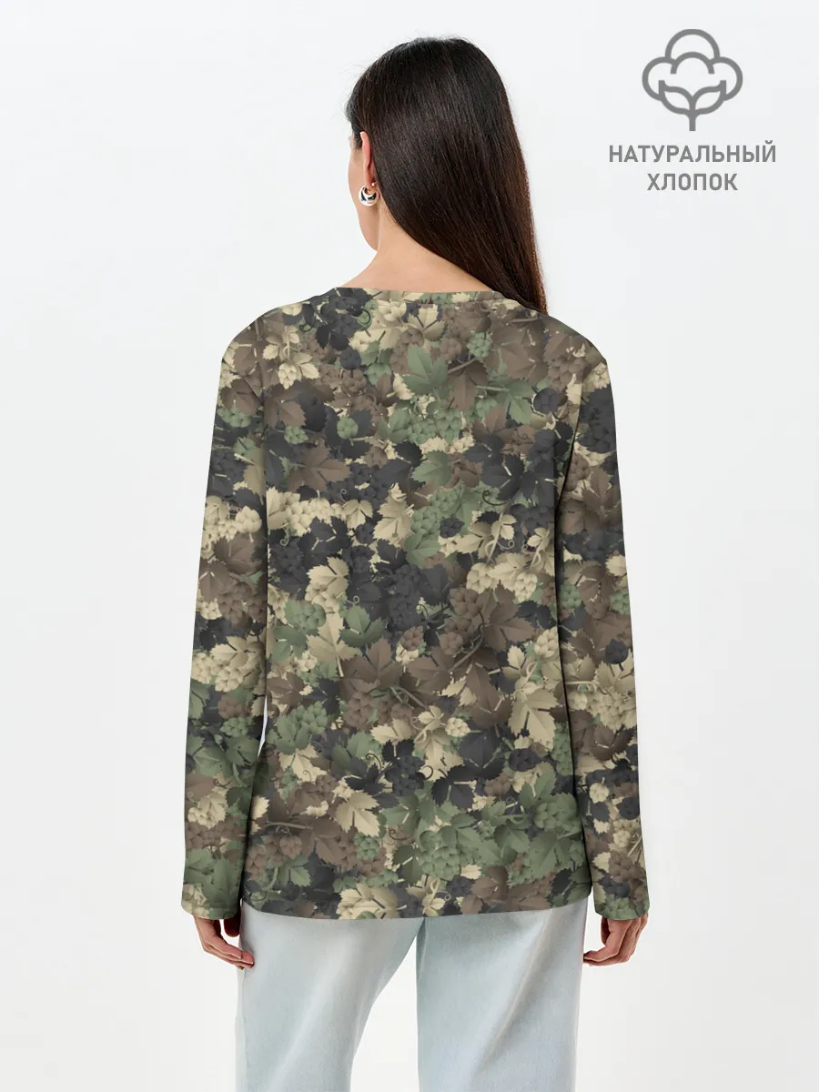 Лонгслив женский. Хлопок / Хмельной камуфляж