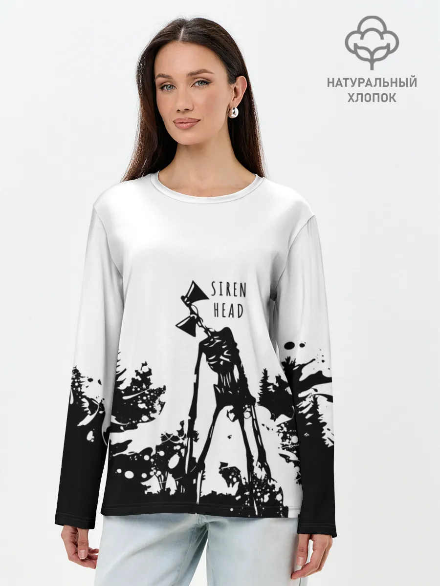 Лонгслив женский. Хлопок / Лес сиреноголового