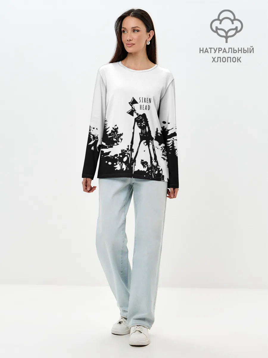 Лонгслив женский. Хлопок / Лес сиреноголового