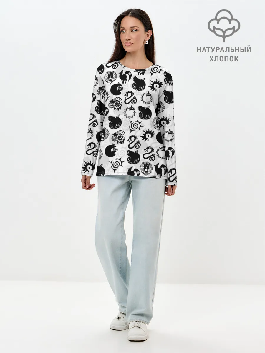 Лонгслив женский. Хлопок / 7 СМЕРТНЫХ ГРЕХОВ СИМВОЛЫ