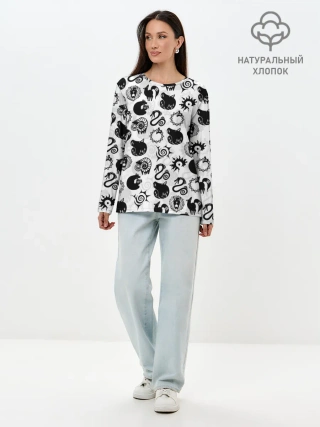 Лонгслив женский. Хлопок / 7 СМЕРТНЫХ ГРЕХОВ СИМВОЛЫ