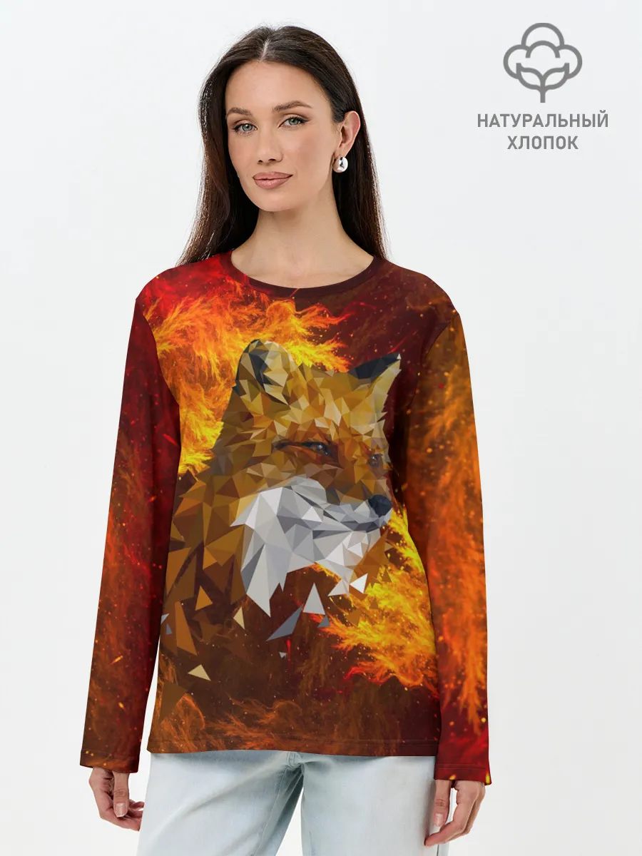 Лонгслив женский. Хлопок / Огненный Лис