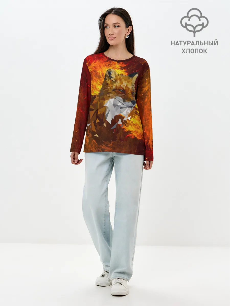 Лонгслив женский. Хлопок / Огненный Лис