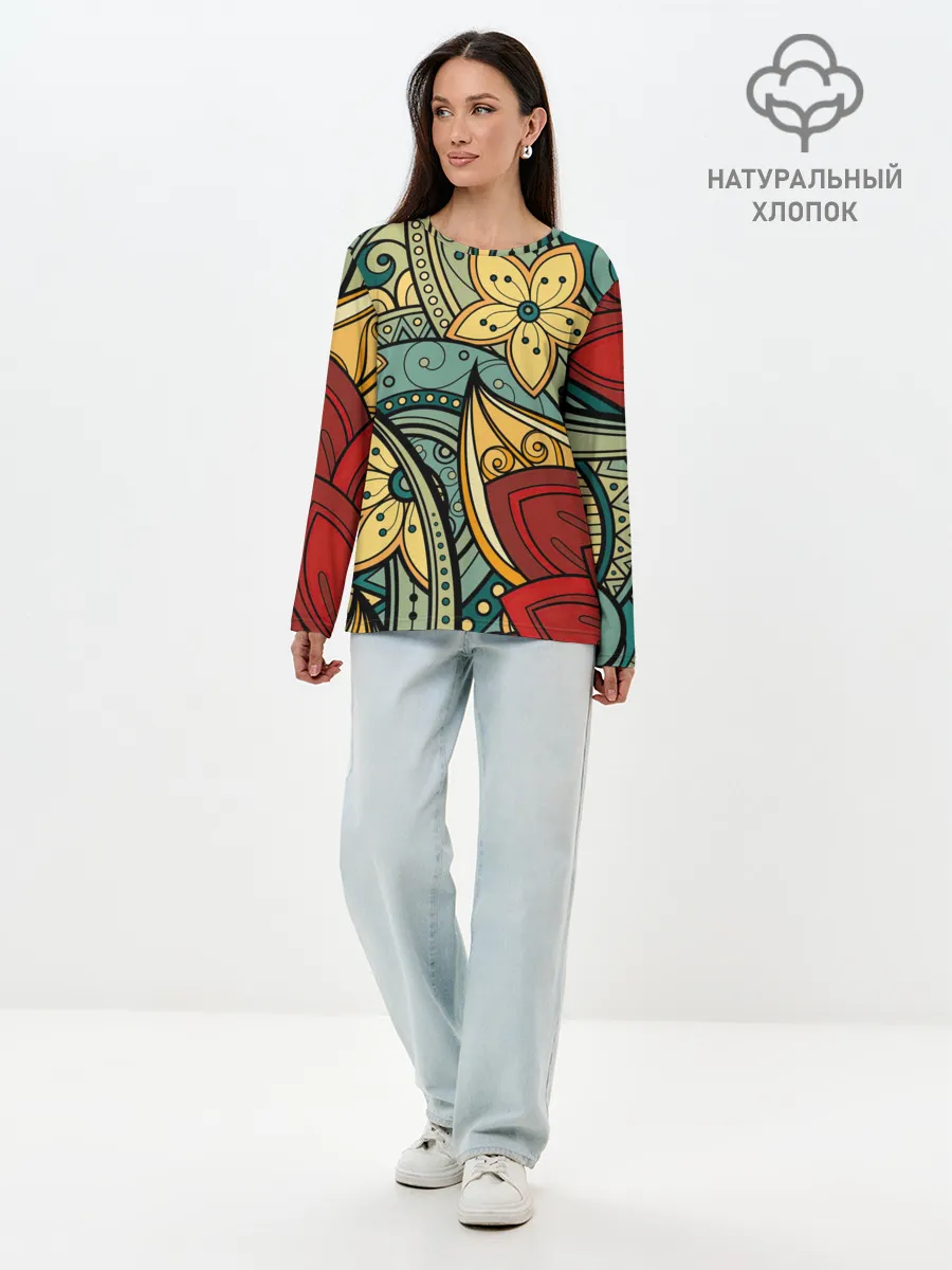 Лонгслив женский. Хлопок / Векторная клумба