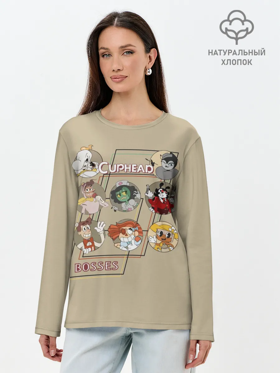 Лонгслив женский. Хлопок / Боссы caphead