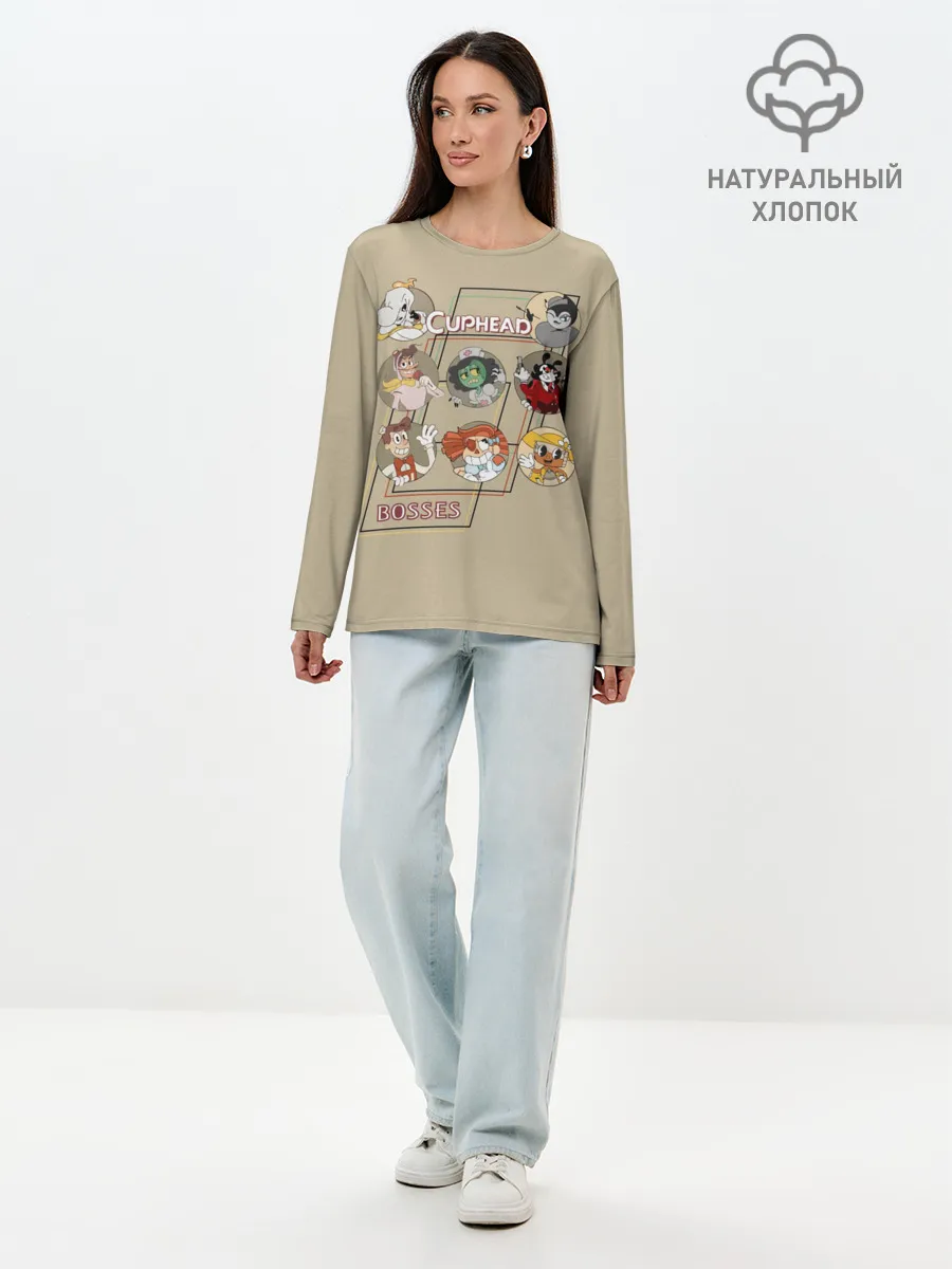 Лонгслив женский. Хлопок / Боссы caphead