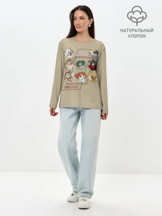 Лонгслив женский. Хлопок / Боссы caphead