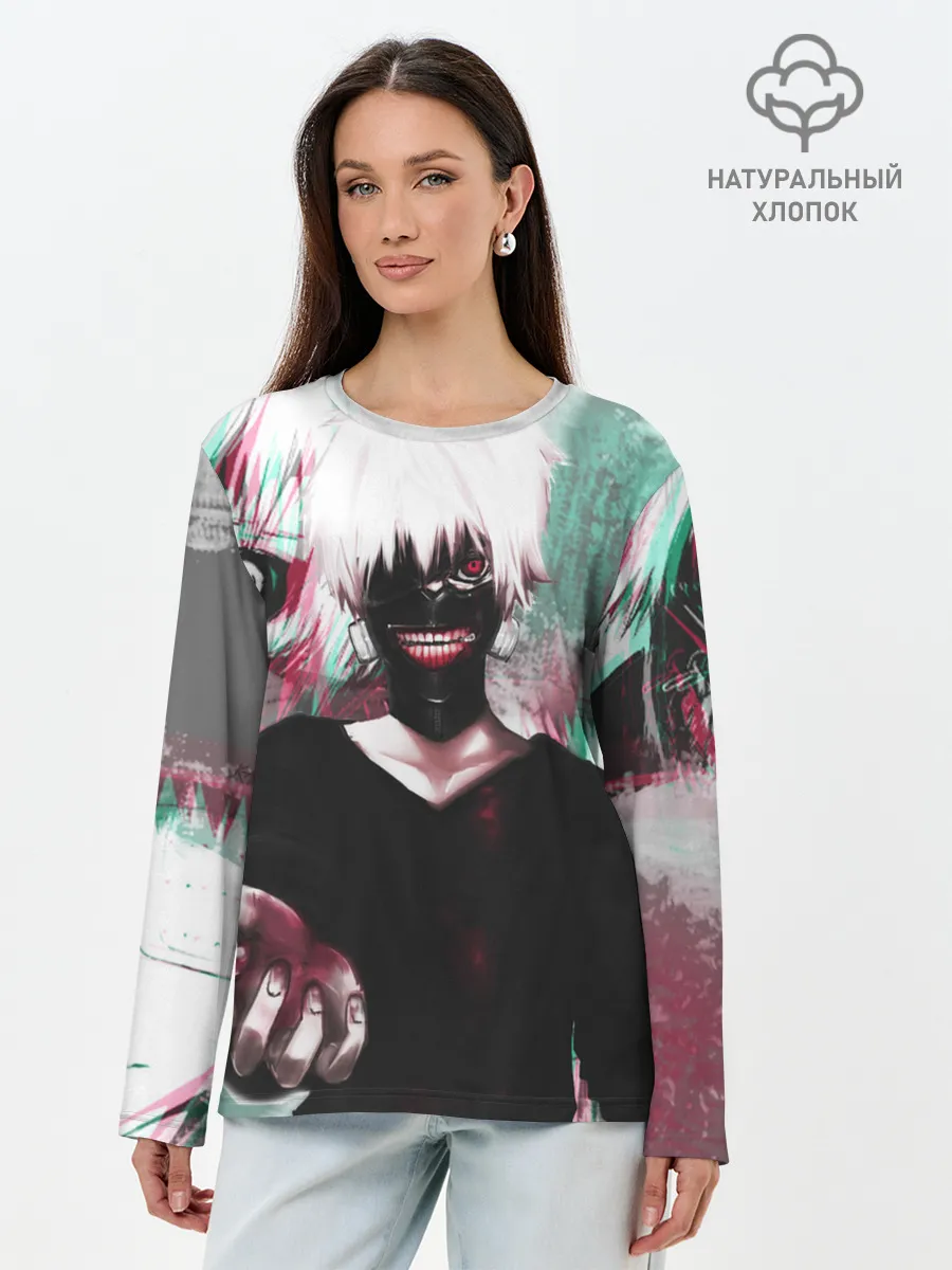 Лонгслив женский. Хлопок / Полугуль Канеки