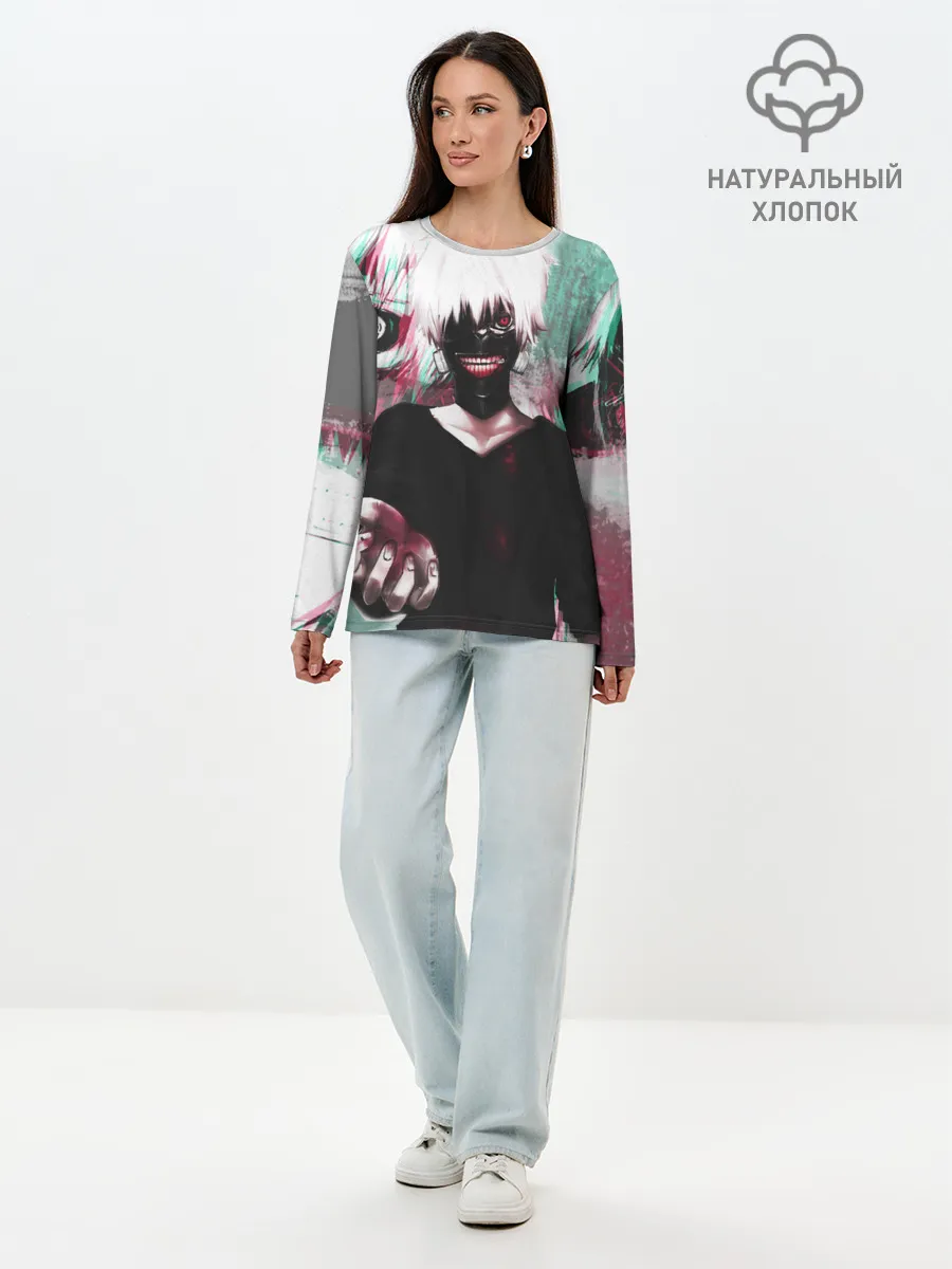 Лонгслив женский. Хлопок / Полугуль Канеки