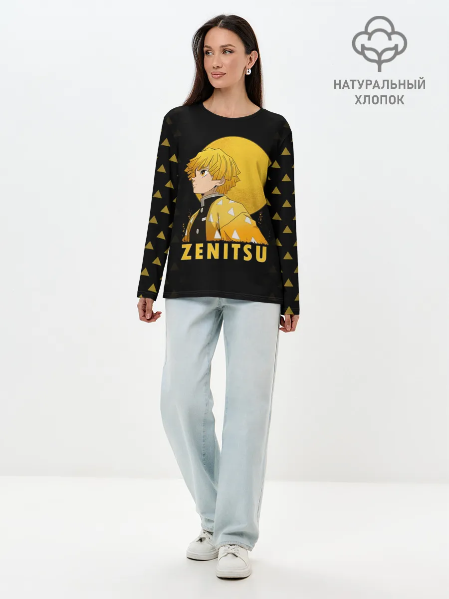 Лонгслив женский. Хлопок / ZENITSU Kimetsu no Yaiba
