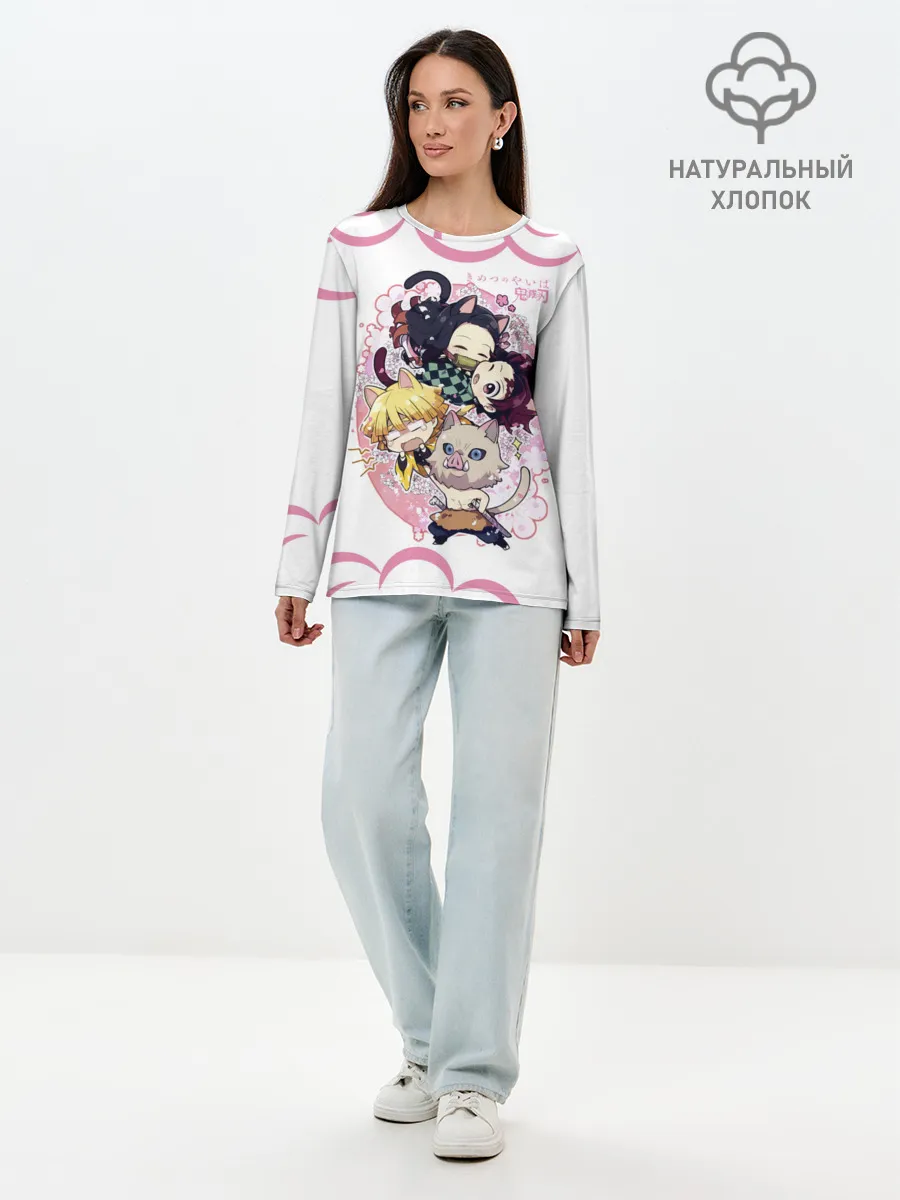 Лонгслив женский. Хлопок / Клинок, рассекающий демонов ПЕРСОНАЖИ