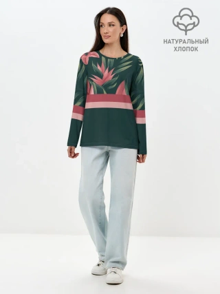 Лонгслив женский. Хлопок / Лилии