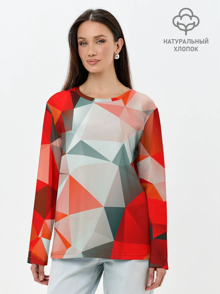 Лонгслив женский. Хлопок / Абстракция-Геометрия