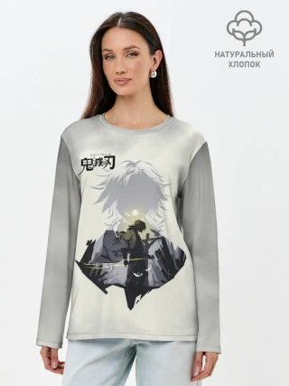 Лонгслив женский. Хлопок / Giyuu Tomiyoka Kimetsu no Yaib