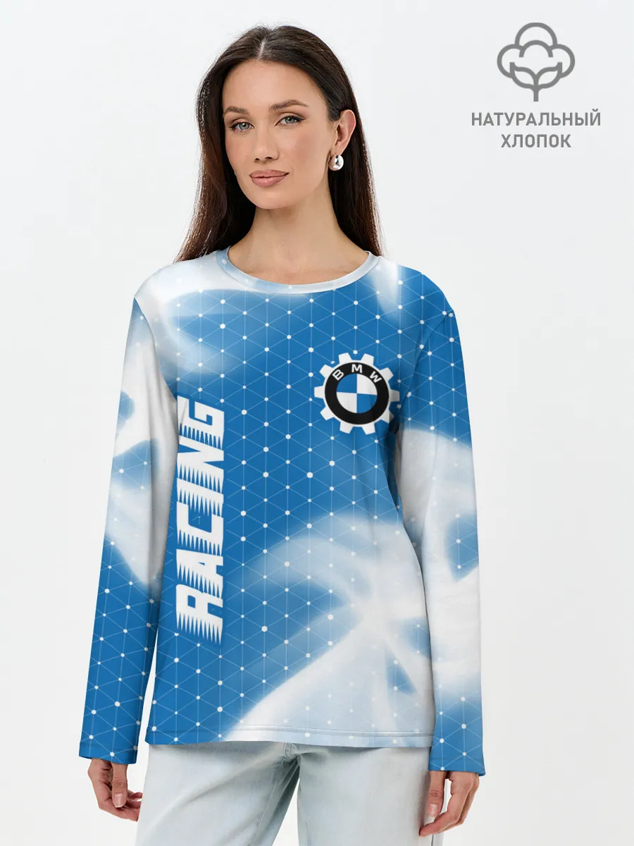 Лонгслив женский. Хлопок / БМВ - Пламя