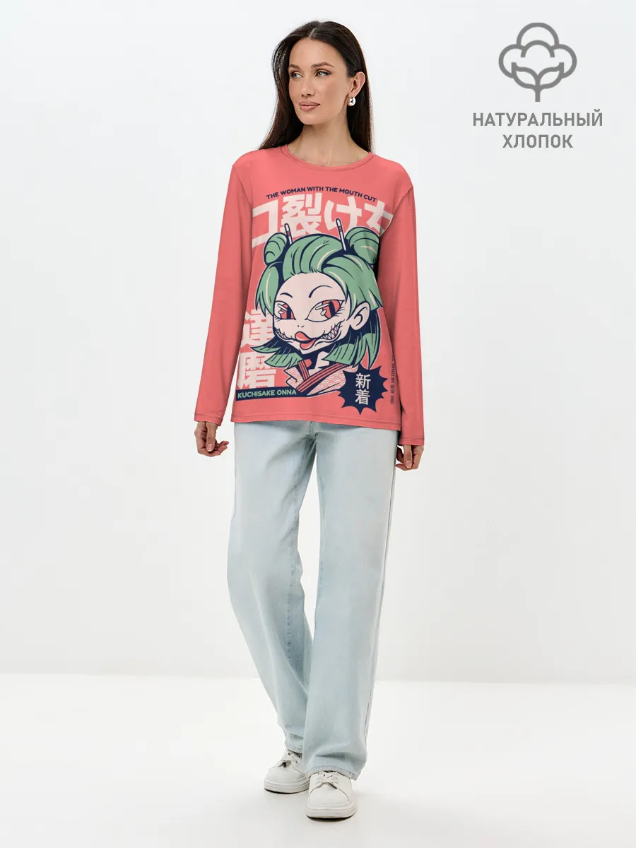 Лонгслив женский. Хлопок / Anime Kuchisake Onna Yokai