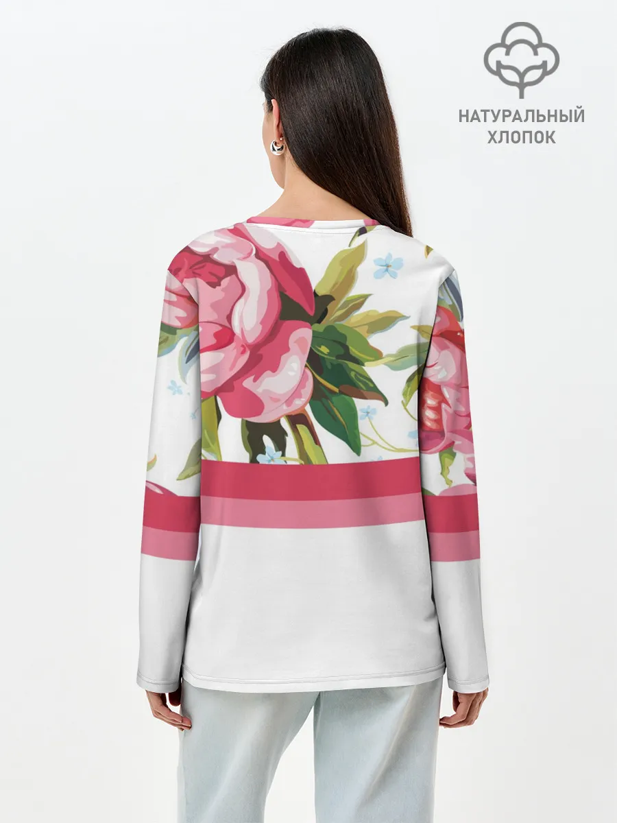 Лонгслив женский. Хлопок / Нежные Розы