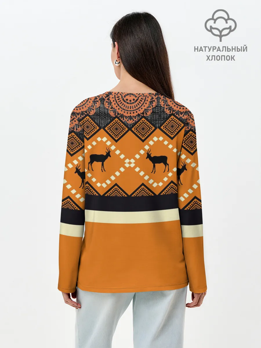 Лонгслив женский. Хлопок / Африканский Мотив