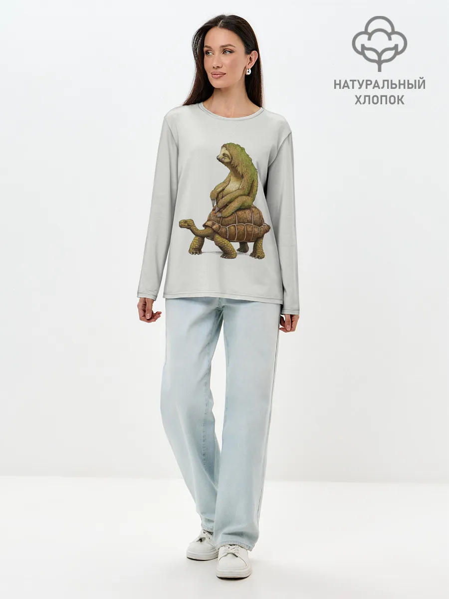 Лонгслив женский. Хлопок / Тише едешь... А впрочем...