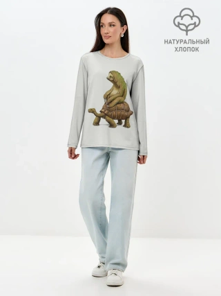 Лонгслив женский. Хлопок / Тише едешь... А впрочем...