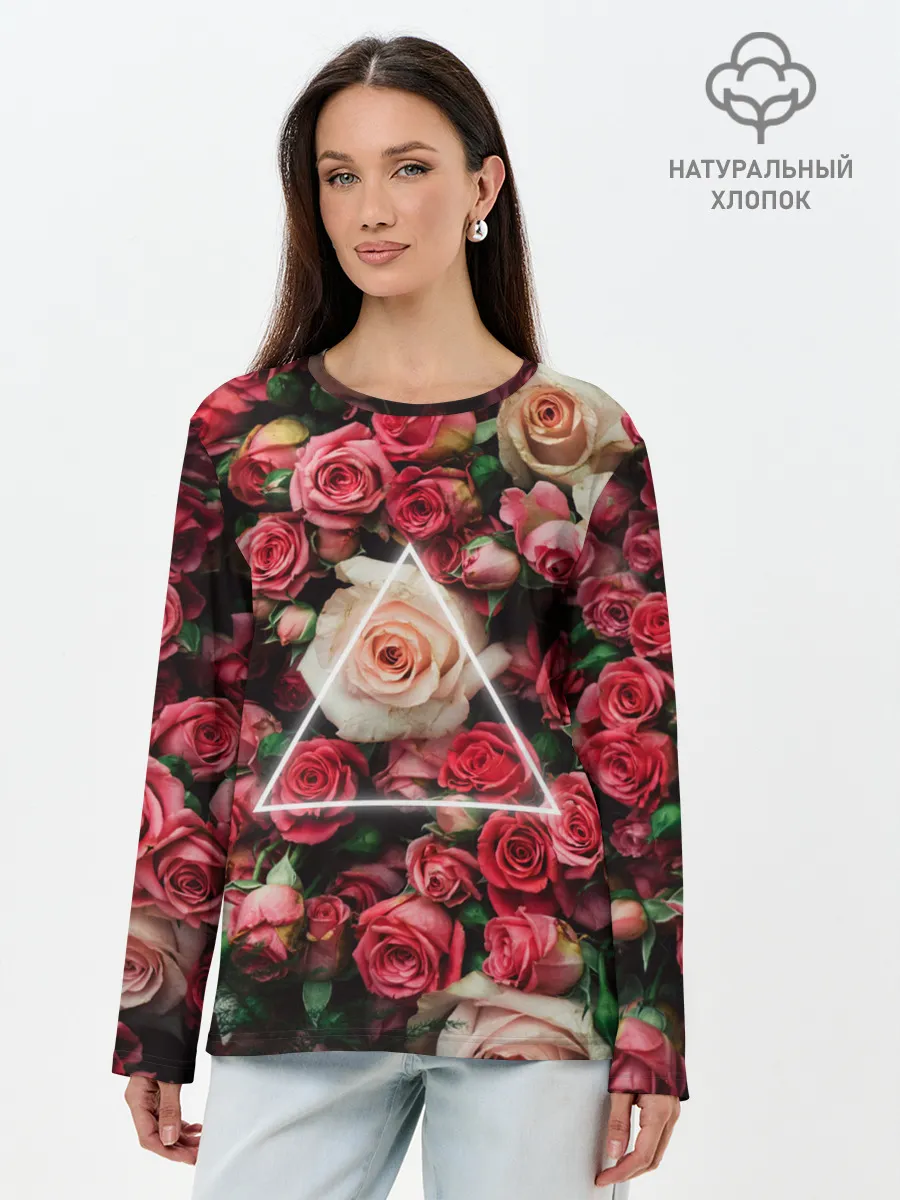 Лонгслив женский. Хлопок / ROSE NEON | РОЗЫ НЕОН