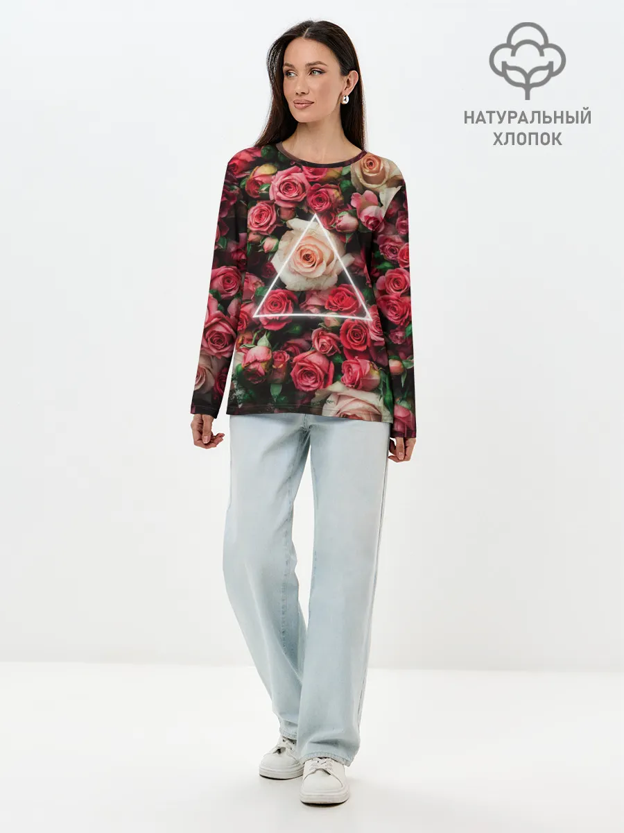 Лонгслив женский. Хлопок / ROSE NEON | РОЗЫ НЕОН