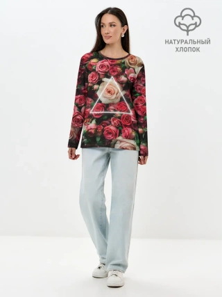 Лонгслив женский. Хлопок / ROSE NEON | РОЗЫ НЕОН