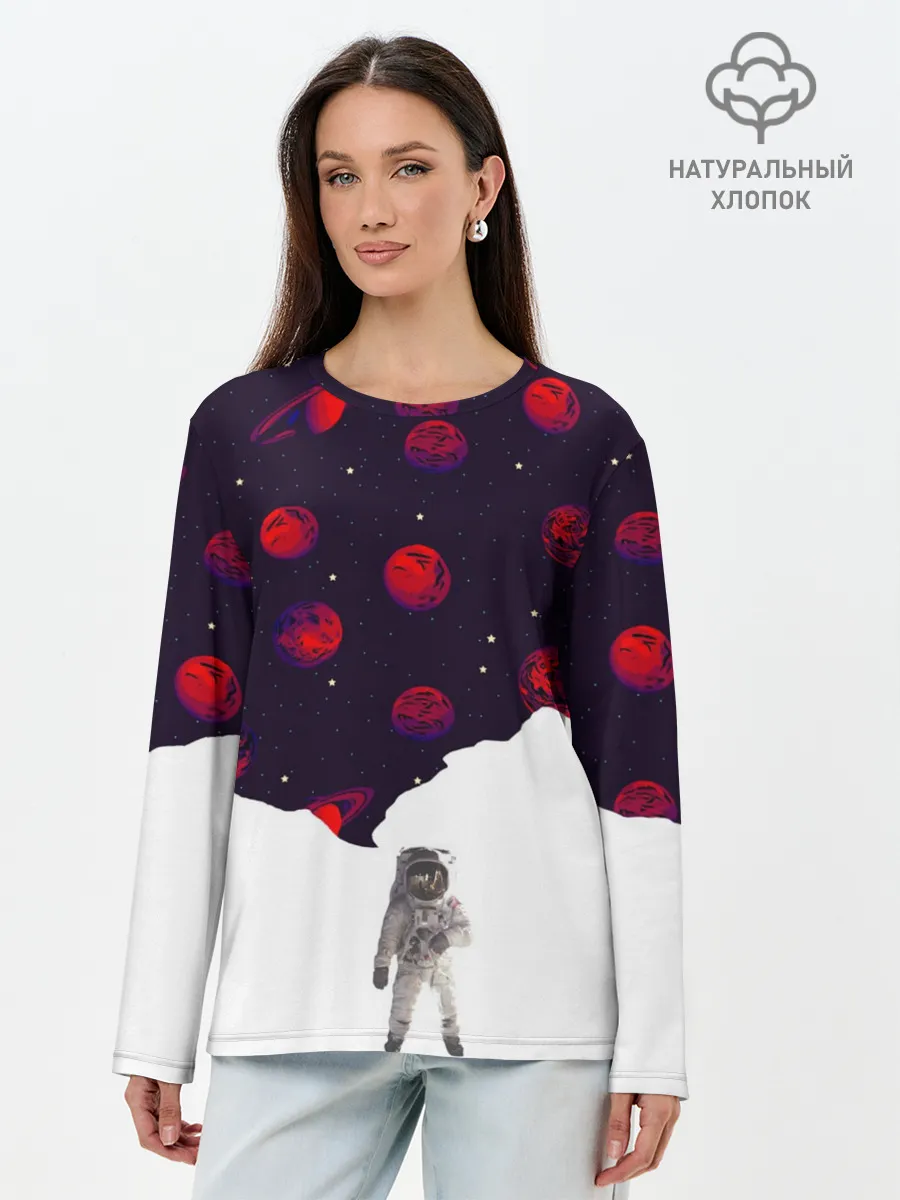 Лонгслив женский. Хлопок / Мысли Космонавта