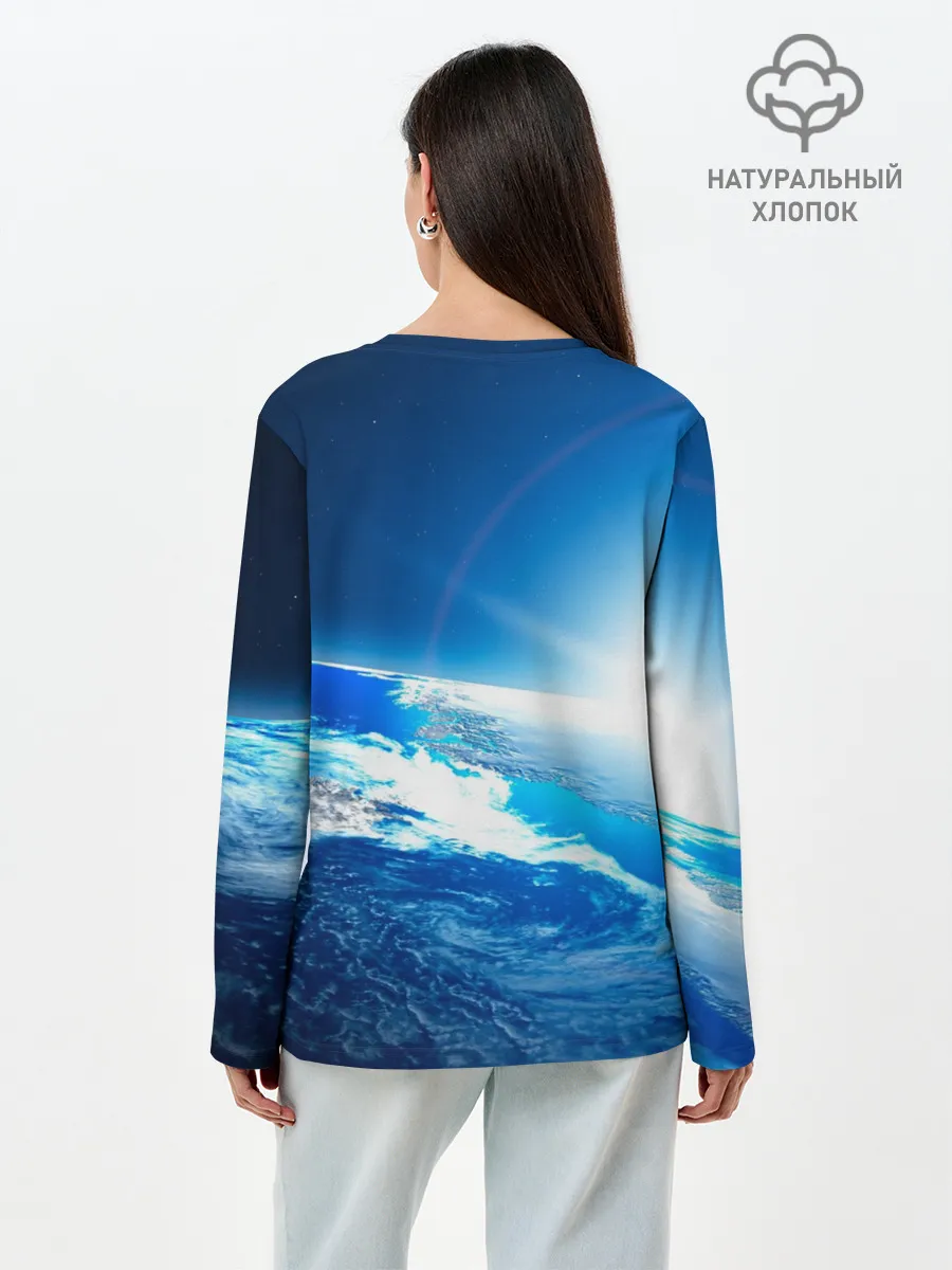 Лонгслив женский. Хлопок / Юрий Гагарин Планета Земля