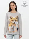 Лонгслив женский. Хлопок / Лисята