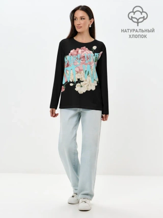 Лонгслив женский. Хлопок / Нет войне.