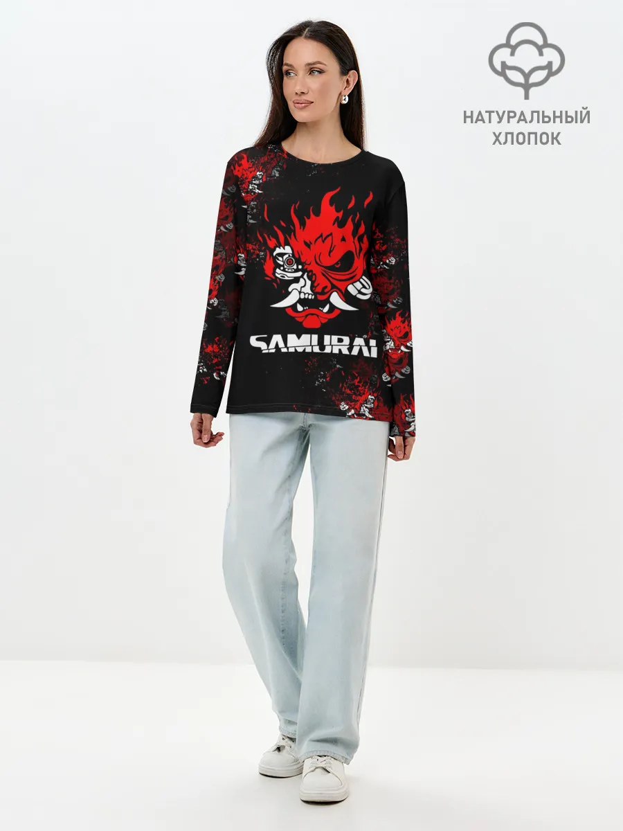Лонгслив женский. Хлопок / SAMURAI / CYBERPUNK 2077
