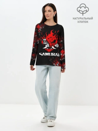 Лонгслив женский. Хлопок / SAMURAI / CYBERPUNK 2077