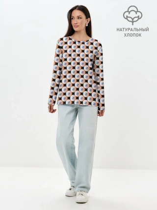 Лонгслив женский. Хлопок / Часы