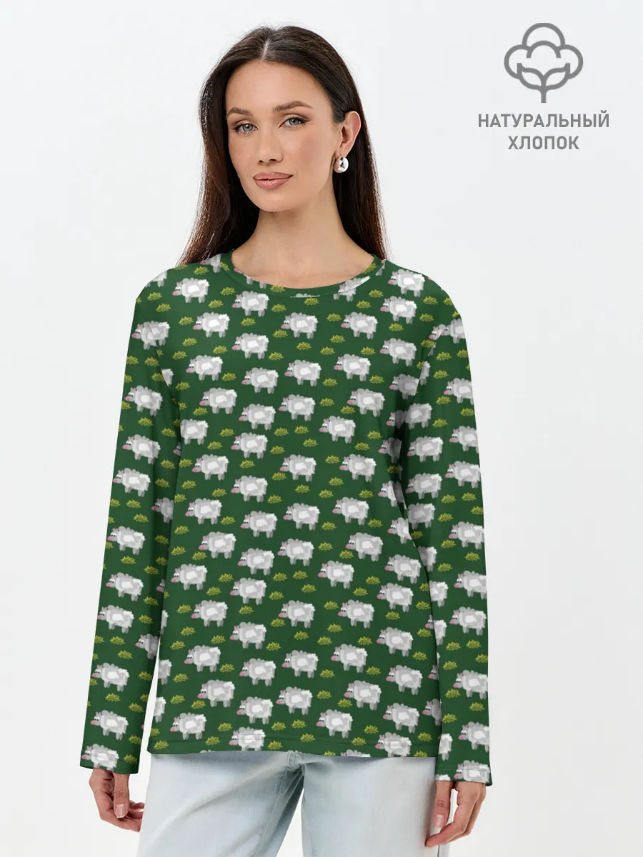 Лонгслив женский. Хлопок / Овечки
