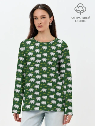 Лонгслив женский. Хлопок / Овечки