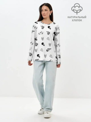 Лонгслив женский. Хлопок / Кровосток | Паттерн